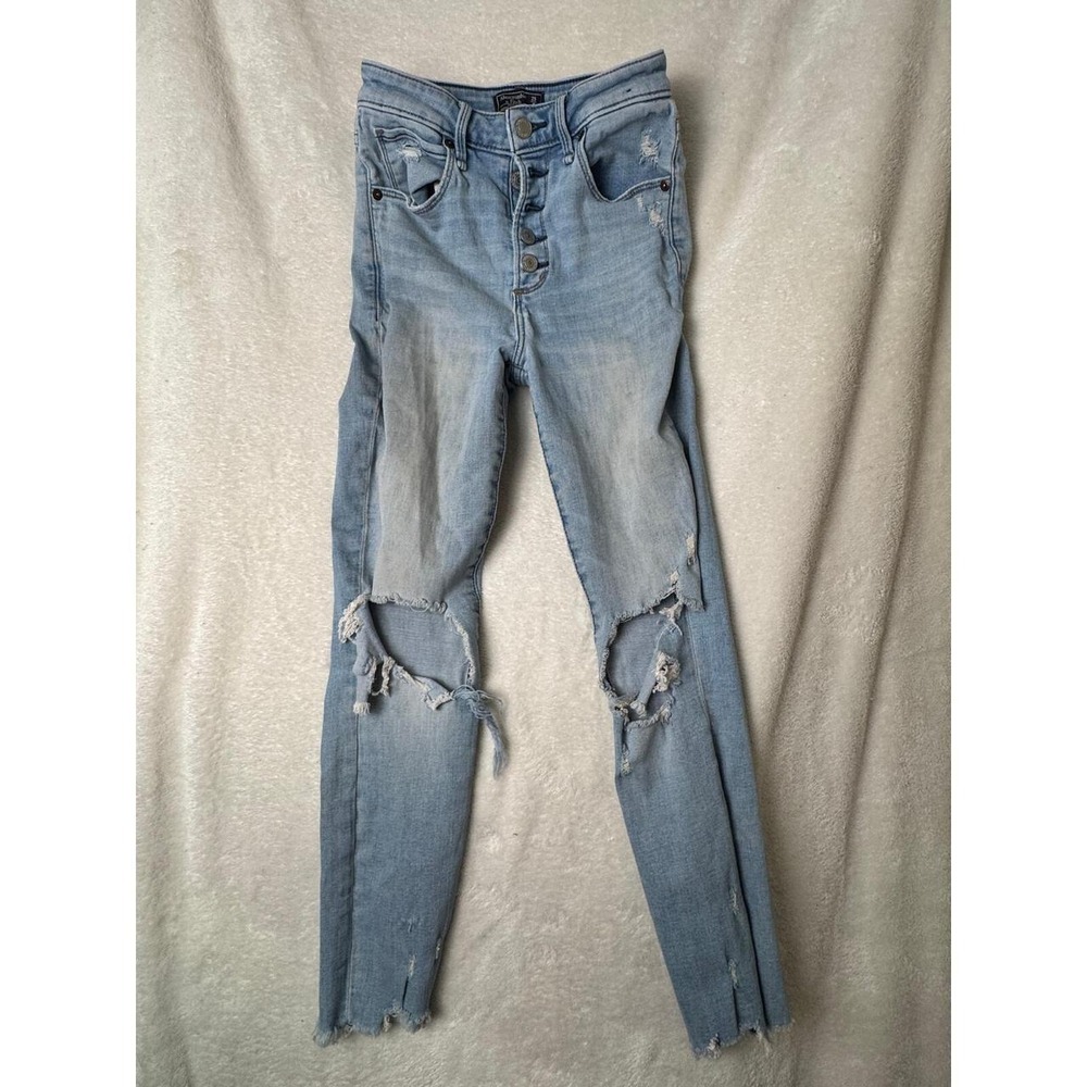 Abercrombie & Fitch High Rise Curve Love Super Skinny Ankle Jeans Blue 25/0S